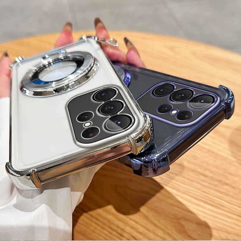Shockproof Transparent Magnetic Bracket Case for Samsung S25 S24 23 S22 S21 Ultra Plus S25 S23 FE A17 A07 A06 A56 A36 A16 A55 A35 A25 A15 A54 A53 A14