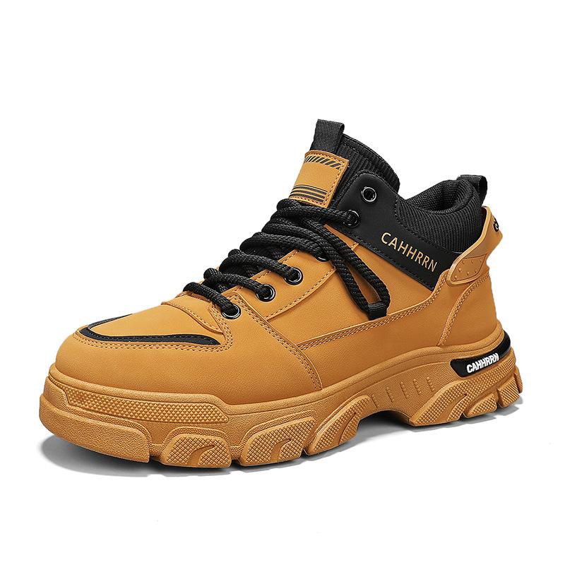 Men's shoes thick-soled heightening tooling shoes men's outdoor hiking casual shoes autumn and winter new high-top Martin boots trendy shoes