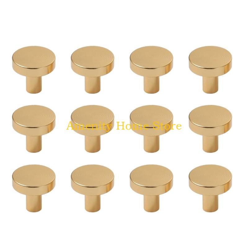 F26C Paket med 12 Guld Skåpsknoppar med Skruvmejsel Guld Byråknoppar set Elegant Mässingsfinish Låddraghandtag för Heminredning