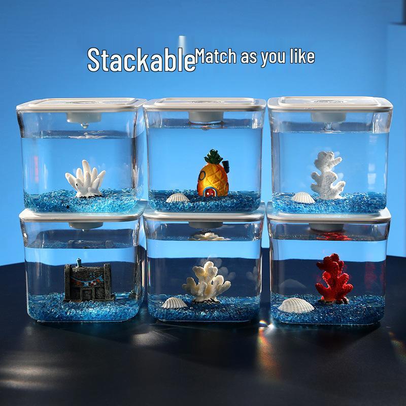 Creative Ultra White Square Betta Fish Tank for Home Decor