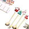Christmas Cartoon Cutlery Set: Forks, Spoons, and Gift Box Featuring Cute Reindeer and Tree Designs.