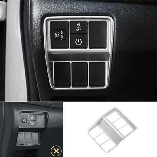 For Honda CR-V 2017-2022 Silver Console Headlight Switch Button Cover Trim Frame