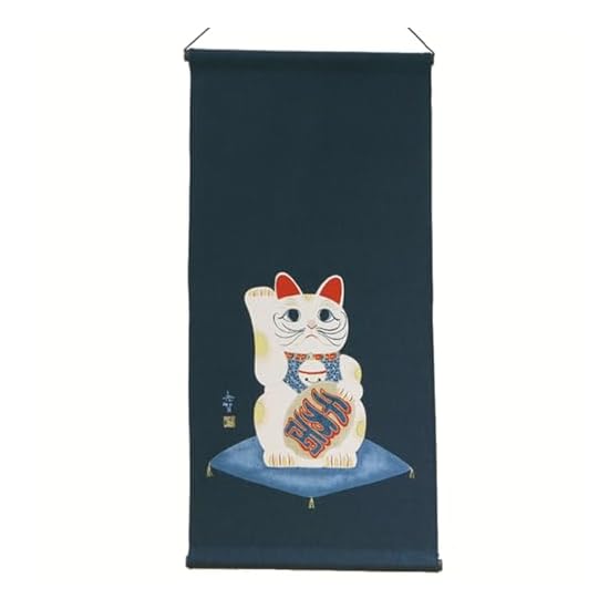 Maruzen Tapestry Cotton Large Tapestry (Paper Tube Set) Maneki-neko Approx. 46×98cm Made in Japan M-