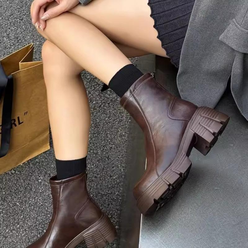 Platform Martin boots women's new autumn and winter high heels small ankle boots versatile thin short boots