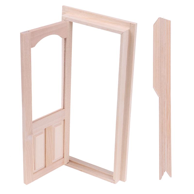

1:12 Dollhouse Miniature Unpainted Wooden Door Furniture Model Diy Accessories