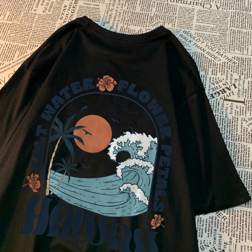 Wunderschöne Salzwasser-Blütenblätter Herren Damen T-Shirts Anime Sommer Baumwolle Kreativität Übergröße Tops Muster Atmungsaktive Kleidung Paar