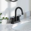 Phiestina 4 Inch 2 Handle Centerset Matte Black Lead-Free Modern Bathroom Faucet, 360 Swivel Spout 2-3 Hole RV Bathroom Vanity Sink Faucet with Pop