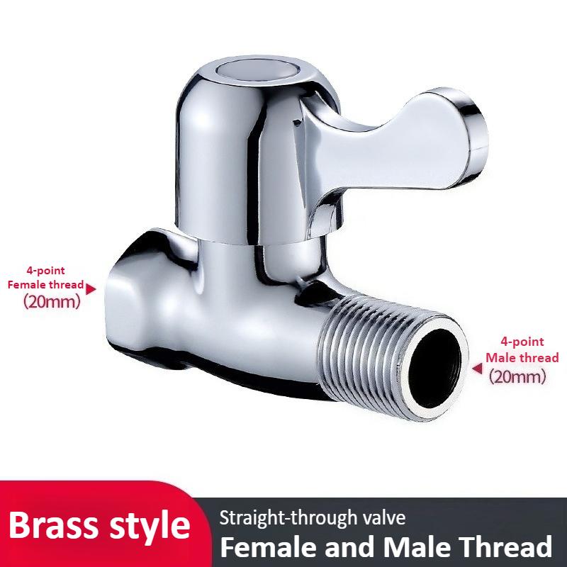 Copper Straight Through Valve with 4-point Internal and External Thread Water Pipes Bathroom Switch Water Tap Water Stop Valve