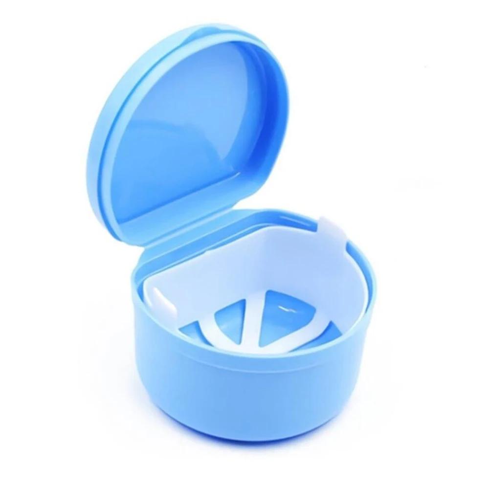 Dentist Denture Box Care Bath Box Cleaning False Teeth Storage Box Tooth Case Oral Retainer Case with Hanging Net Container