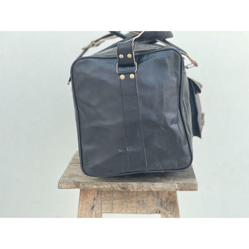 Goat Leather Travel Duffel Weekend Overnight Luggage Holdall Men's Bag Smooth