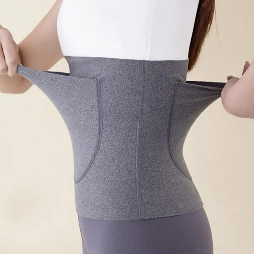1Pc Women'S Develvetfabric Waist Belt With Two Pockets, Breathable Support Belt, Keep Your Stomach Warm & Protect Your Stomach