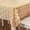 Waterproof Tablecloth Household Rectangular Oilproof PVC Plastic Tablecloth Golden Bronzing Printing Table Cover Table Mat Nappe