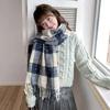 Soft Long Tassel Neckscarf Cold-proof Women Thickened Scarf Shawl Plaid Knitted Scarf  New Year
