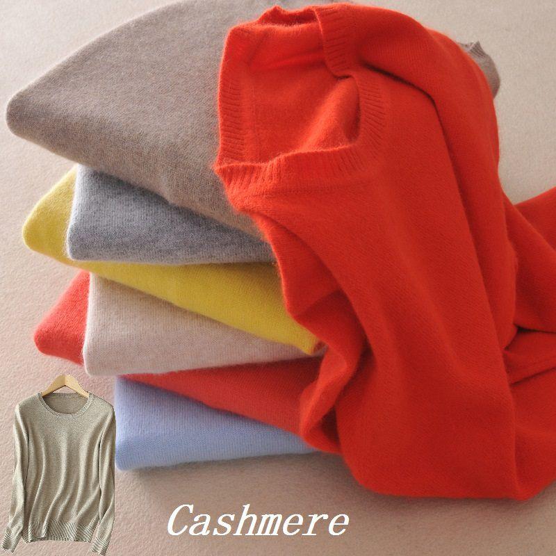 Stylish Women's Cashmere Loose Pullover Crew Neck Knit Sweater For Cozy Winter Wear