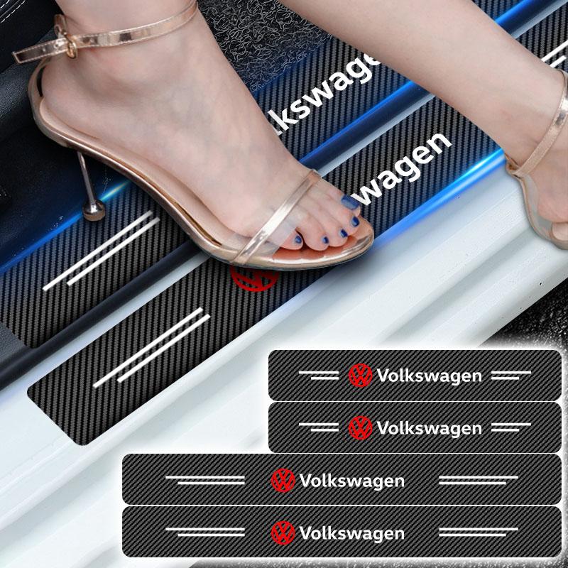 4ks Samolepka ochrana prahu dveří auta z uhlíkových vláken proti poškrábání Samolepka pro úpravu Pro Volkswagen Polo Passat B5 B6 B7 T4 T5 Golf 4 5 6 Tiguan Jetta Gol