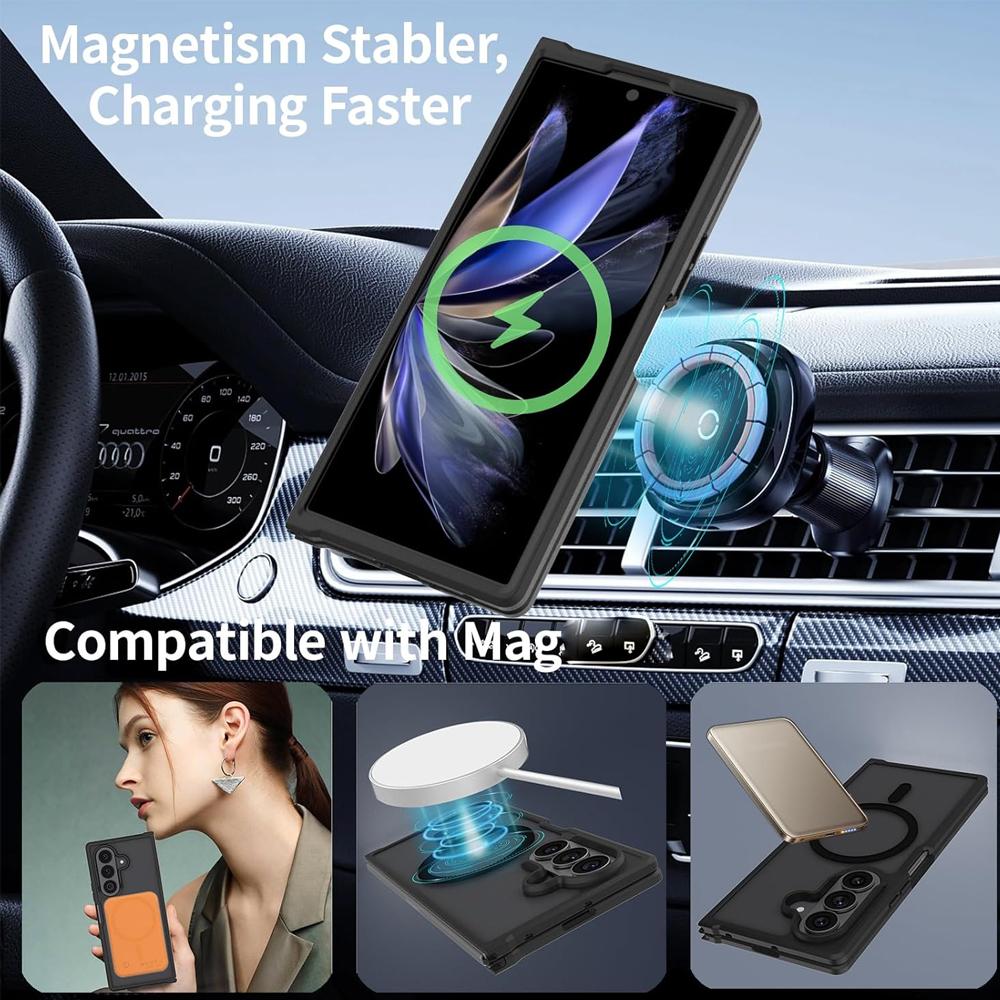 Translucent Matte Magnetic Camera Lens Protection Phone Case for Samsung Galaxy ZFold 7 5G 6 8 Wide Lightweight Slim