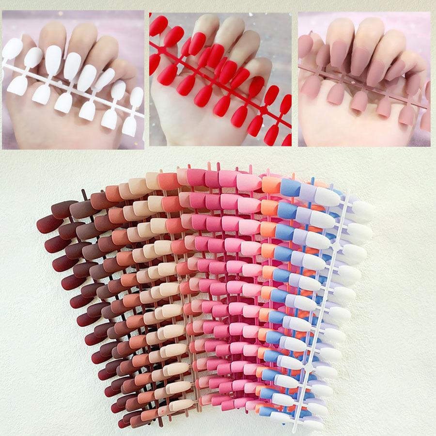 5pcs/box Quick Nails DIY Matte Ballet False Nails Solid Color Finished Nail Art Wear Matte Nail Art  Press On Nail