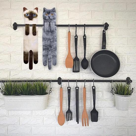 Ręcznik do rąk 3D Kotek Kitty Ręcznik do rąk z zatrzaskami Wiszący Dekoracyjny Miękki Chłonny Szybkoschnący Ręcznik do twarzy Artykuły łazienkowe