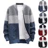 Men's Cardigan Sweaters Knitted Full Zip Collared Regular Fit Jacket Casual Color Block Baggy Winter Warm Coat