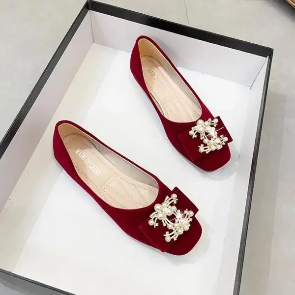 

Женская обувь Новое летнее свадебное платье Плоская весенняя мягкая обувь Женские туфли на плоской подошве с квадратным носком Платье Мы 35