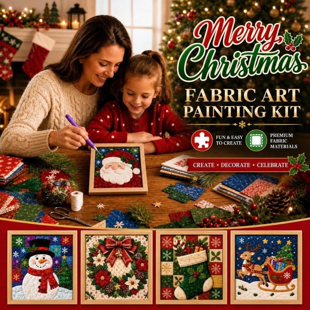 1 Set Cotton Fabric Christmas Fabric Painting Kit Christmas Handmade Art Kit  Holiday Art Activity