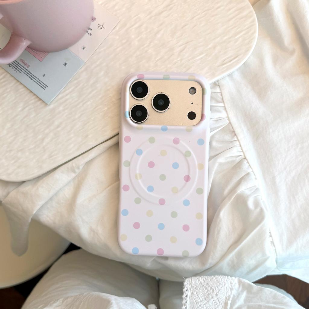 Star Magnetic Suction Bracket Is Suitable for Apple 17promax Soft Film Iphone16 Mobile Phone Case 15 Contrasting Color Polka Dot 13