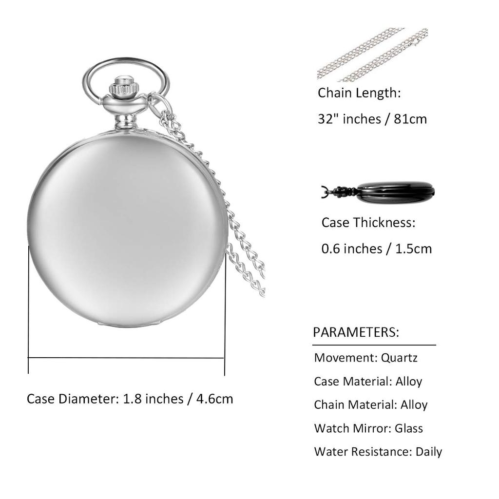 Reloj de bolsillo JewelryWe, collar antiguo, colgante, espejo de bolsillo, cazador completo, reloj de regalo sencillo para el día de San Valentín.