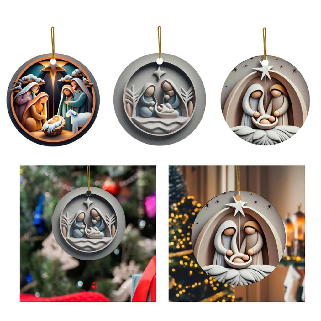 Nativity Hanging Decorations Xmas Accessories Christmas Hanging Pendant for Living Room Door Cabinet Office Housewarming