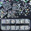 12 Grids Nail Enhancement Silver Star Love Patterns Laser Nail Glitter Flash Nail Decoration Nail Charm Diy Manicure Tools