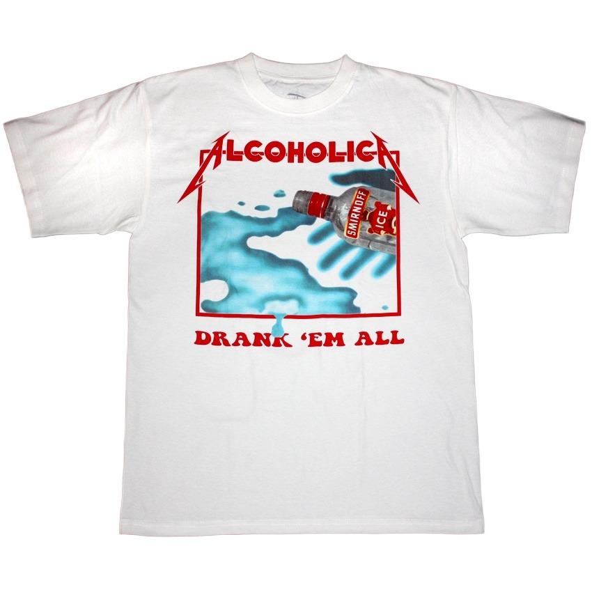 Metallica Spoof Alcoholica Graphic Unisex Cotton Shirt, 2026 Summer New Men's Y2k Vintage Rock Fashion Streetwear T-shirt