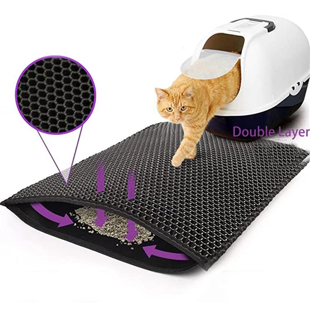 Haustier Katzenklo-Matte Wasserdicht Doppellagig Haustier Katzenklo-Matte Rutschfest Sand Katzenmatte Waschbar Bettmatte Reinigungsmatte Produkte für Katze