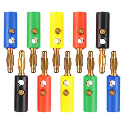 2Set U54 4mm Lantern Shape Banana Plug Gold Plated with Fixed Screws Red Black Yellow Green Blue