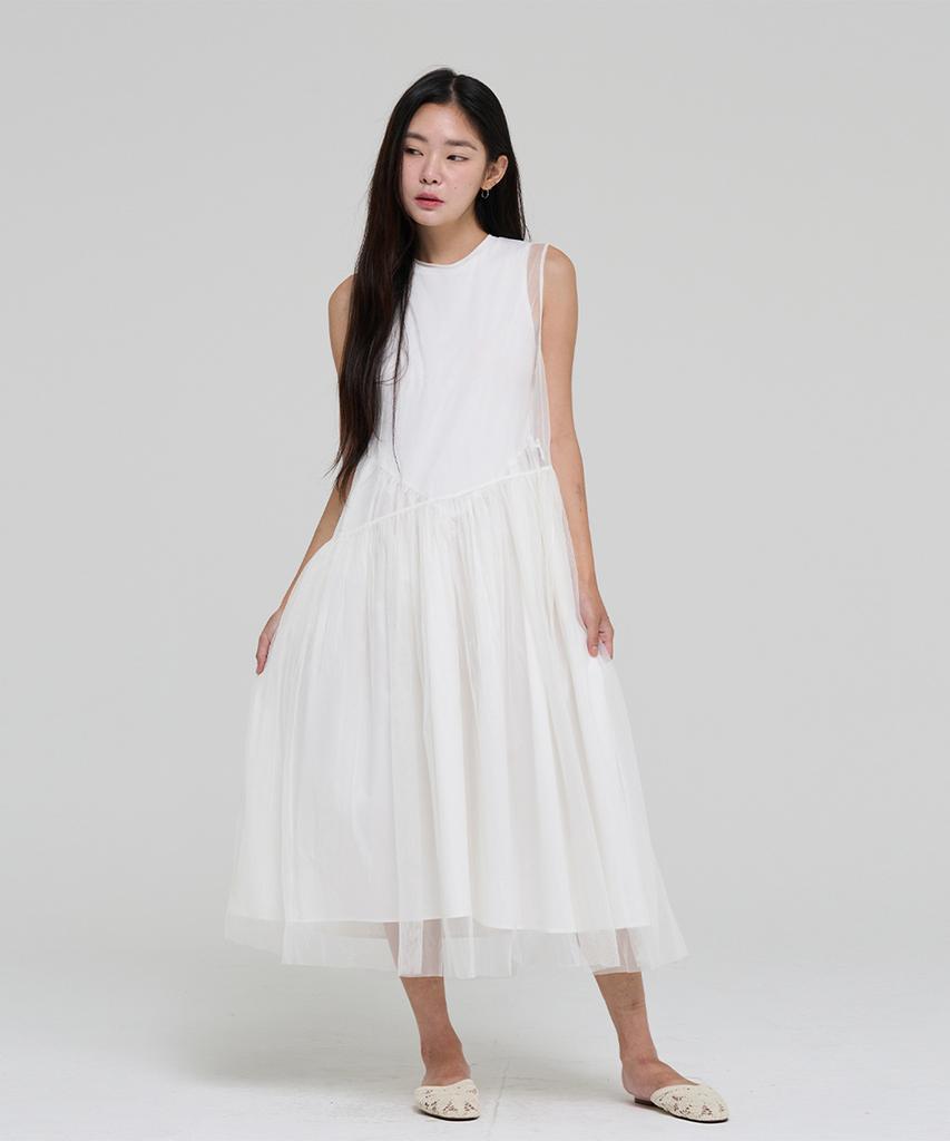 LEVHEARTED Layered See-Through Dress - White