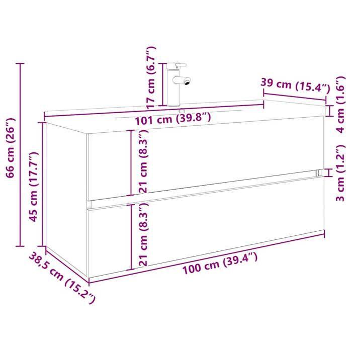 VidaXL Meuble lavabo avec bassin et robinet intégrés vieux bois, armoire lavabo de salle de bain, meuble de salle de bain, 3328937