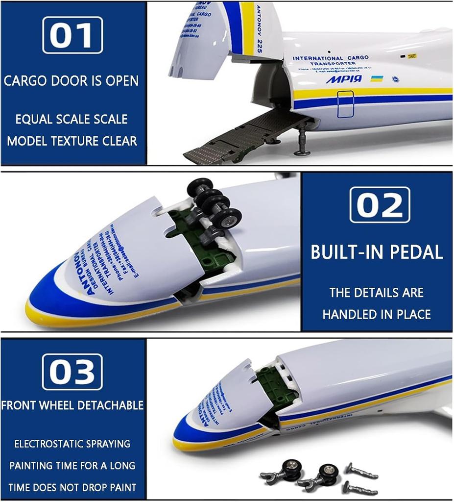 42CM Antonov AN-225 Mriya Transport 1/200 Scale Model Aircraft Resin Airplane Replica for Enthusiast Collection Souvenir