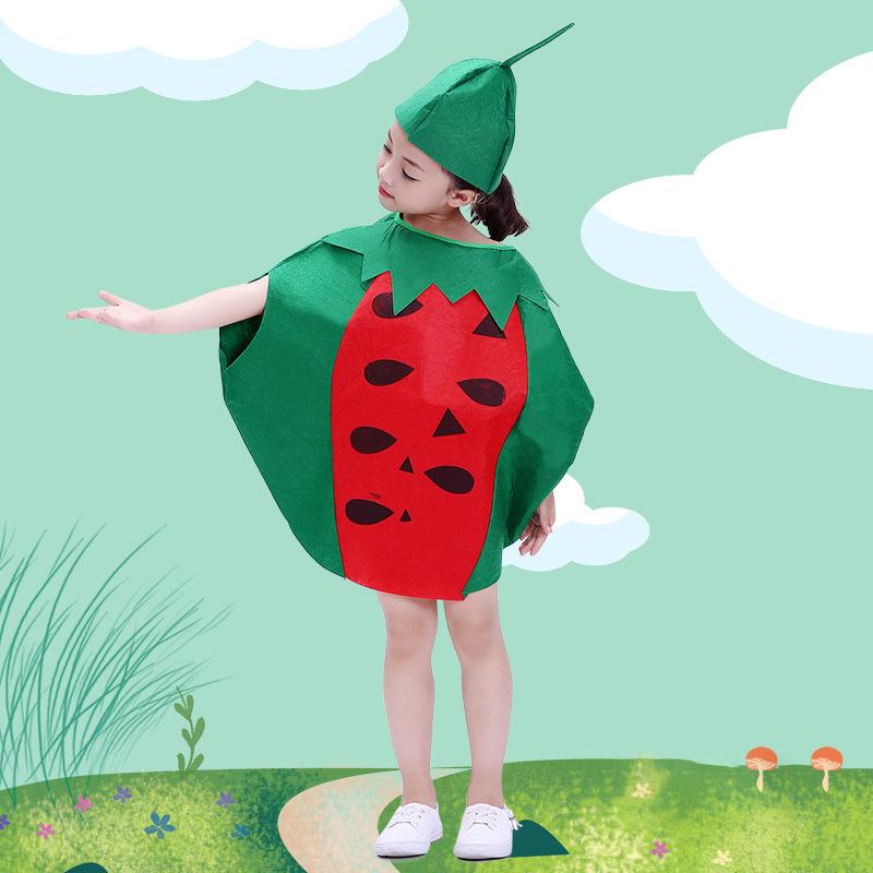 1Set Children Cosplay Fruit Veggie Costume Funny Holiday Party Cute Clothes Suit Children Performance Overclothes Stage Costume