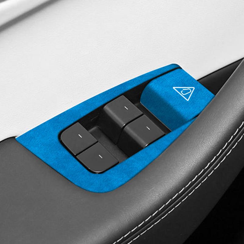 For Tesla Model Y (2025-) Car Window Control Panel Button Trim StickerMade of Alcantara Interior Accessories