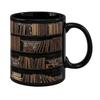 Stained-Glass Bookshelf Mug 11oz Ceramic Coffee Mug Literary Gift for Book Lovers Unique Home Office Decor