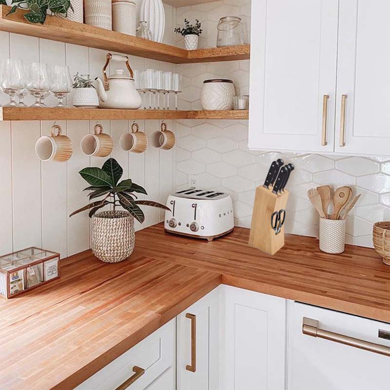 Bamboo Wood Knife Holder Box Meat Fish Slicing Cutter Cleaver Storage Knife Stand Desktop Chef knives Rack Kitchen Accessories