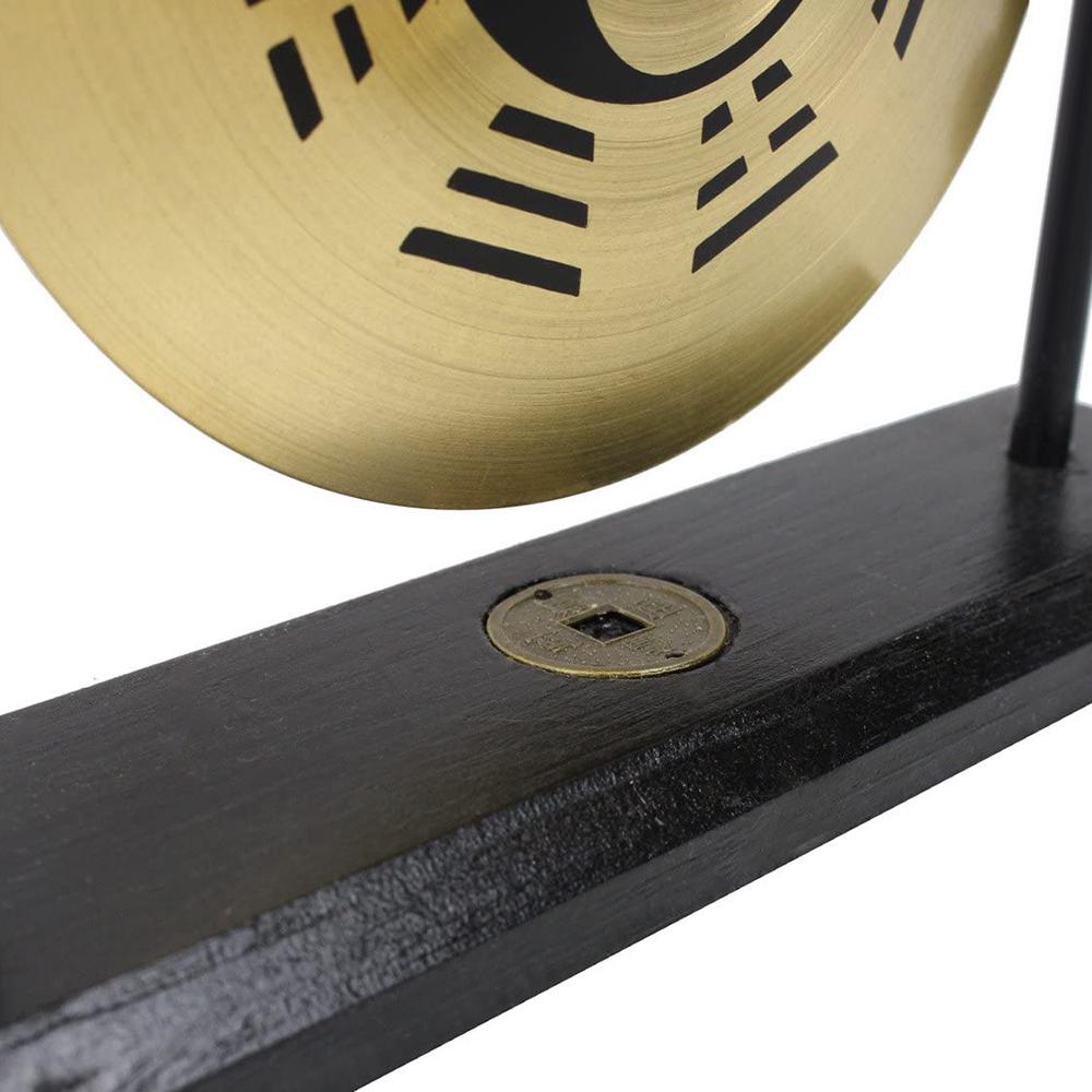 Mini Schreibtisch Gong Tisch Windspiel Schlaginstrumente mit Klöppel für Heimdekoration Einweihungsgeschenk - Taiji Symbol Chinesische Klatschkarte