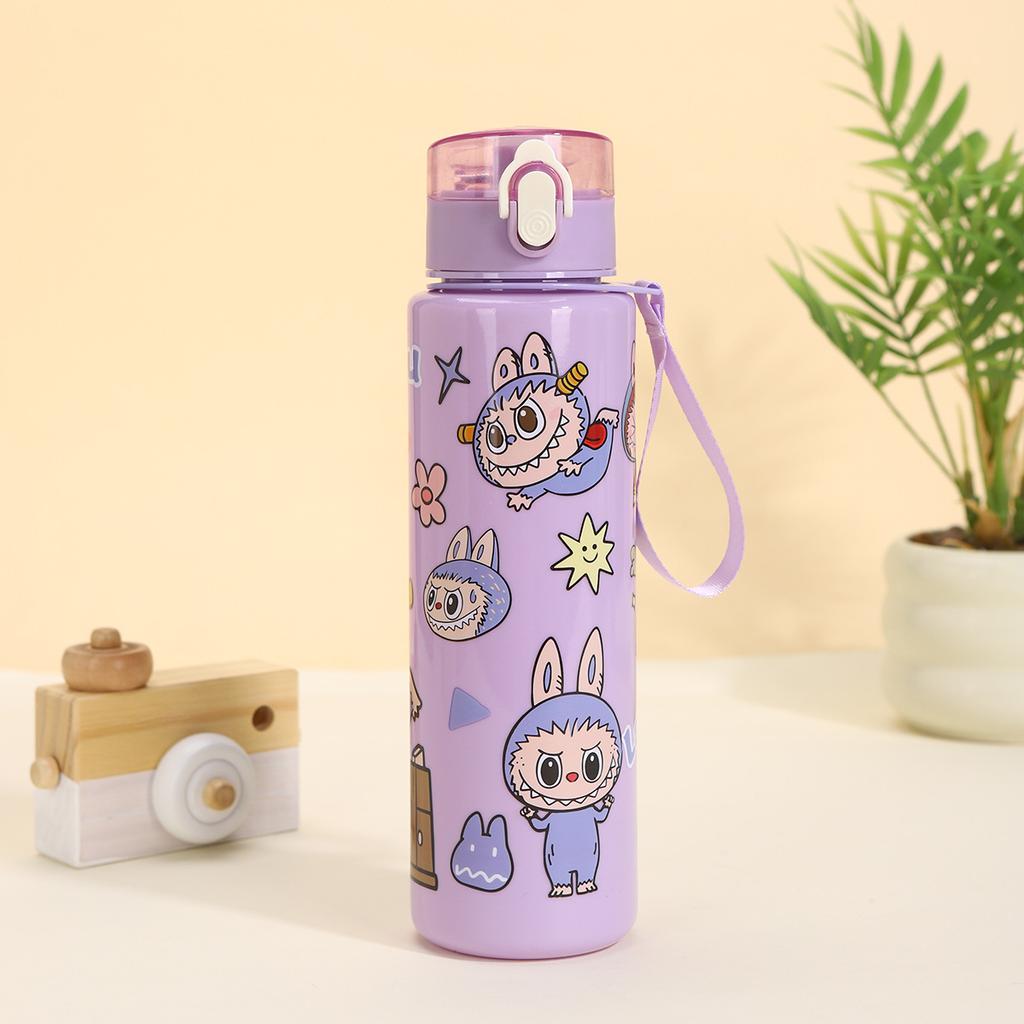 Cute Children's Straw Cup High Value Student with Rope Water Cup Large Capacity Cartoon Water Cup
