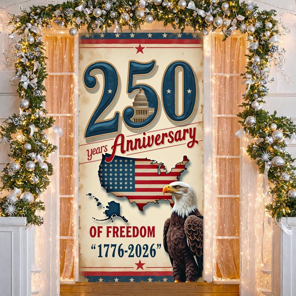 Patriotic Backdrop Vintage  250th Anniversary Banner Patriotic Display Star Decoration Independence Day Banner