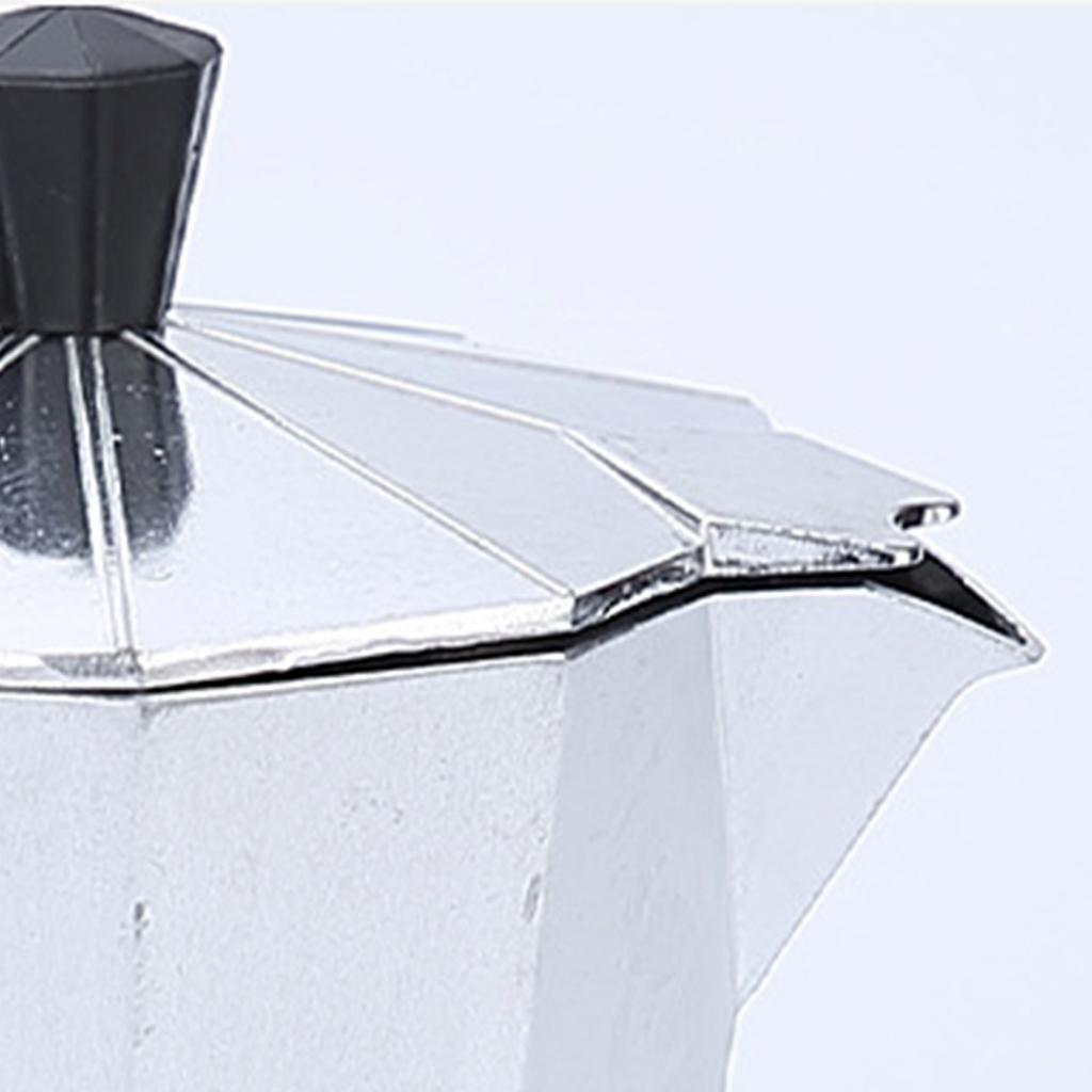 3 Cups 150ML Moka Coffee Maker Aluminium Alloy Octangonal Portable Moka Stovetop for Gas Electric