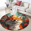 Cute Fox,Round Area Rug,Carpet Rug for Living Room Bedroom Sofa Playroom Decor,Non-slip Floor Mat