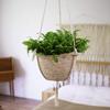 Straw Woven Basket Portable Suspended Wall Hanging Flower Plant Suspension Basket for Balcony