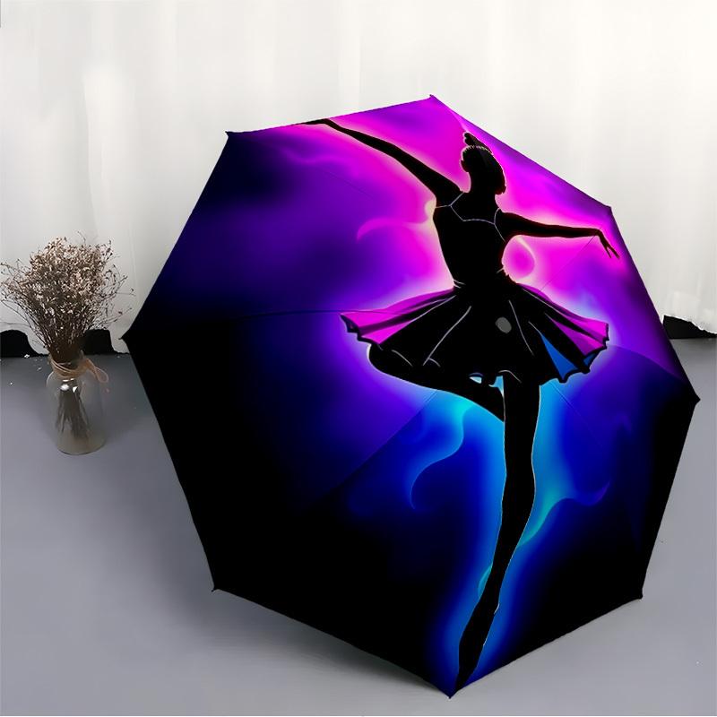 1pc Dance Art Automatic Folding Umbrella - 8-Rib Compact Travel Umbrella Durable & Portable for Outdoor Use, Perfect Gift for Birthdays006