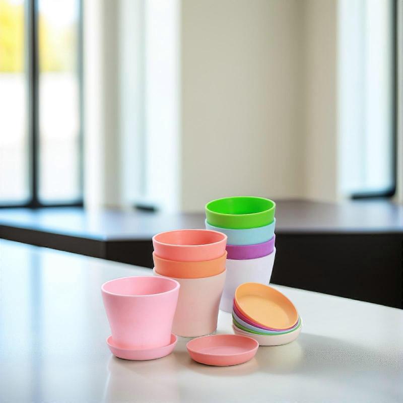 Plastic Flower Pots for Plant Gardening 8Pcs High-Waist Succulent Pot Set