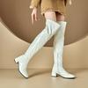 Patent Leather Tall Boots Over Knee Long Boots Pole Dance Boots Square Heel Knight Boots 32-46 Large Size Boots