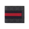 Gucci GG Supreme Presbyopia Logo Striped Web Short Bifold Canvas and Leather Wallet Mini Men's Black Gray