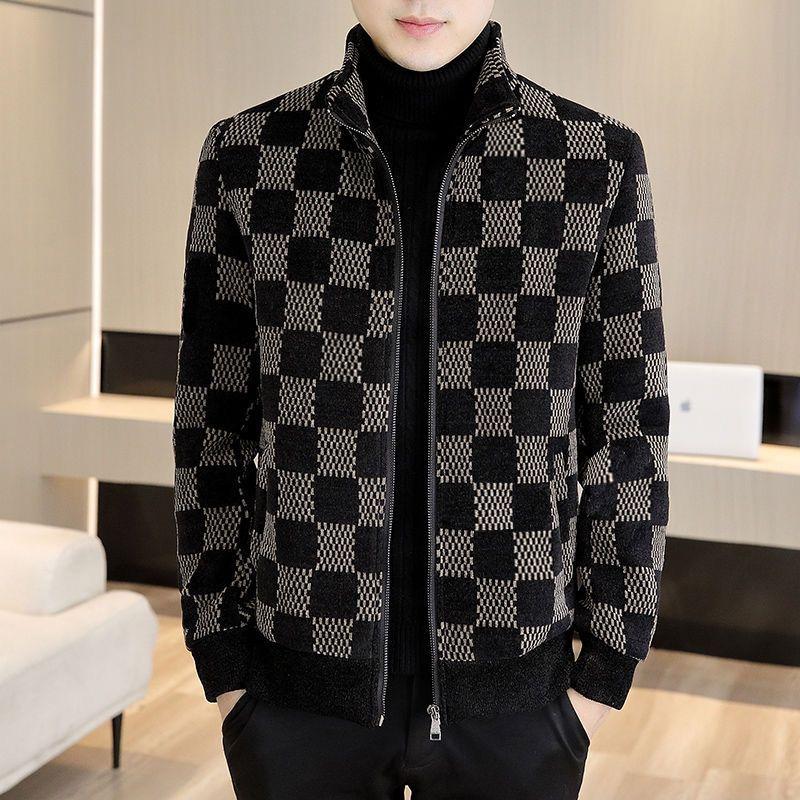Мужская осенне-зимняя мужская жаккардовая шерстяная толстая куртка, модное повседневное пальто, мужская рубашка на молнии 4XL
